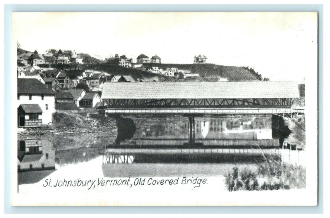 c1950's St. Johnsbury Vermont Old Covered Bridge Unposted Postcard