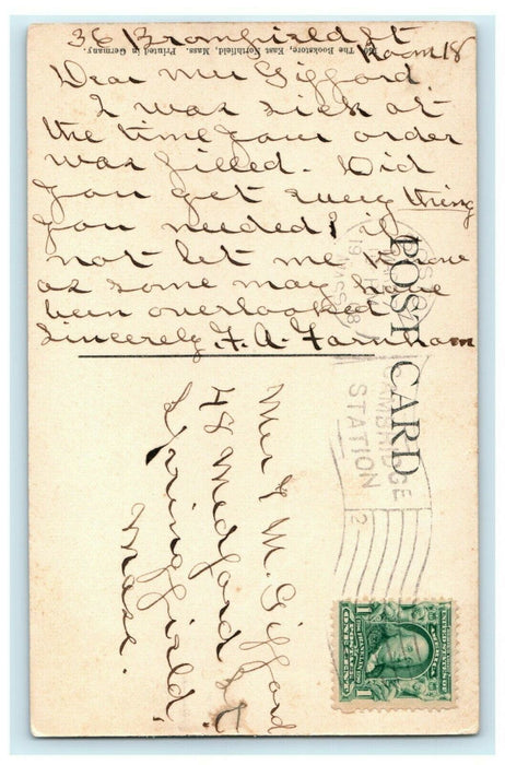 1908 Stone Hall East Northfield Massachusetts MA Cambridge Station Postcard