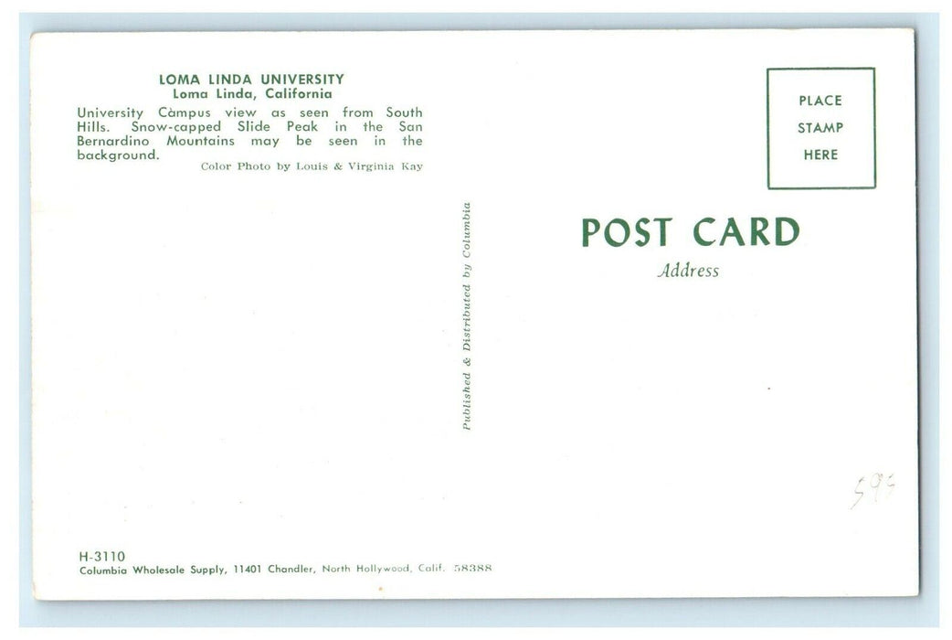 Bird's Eye View Of University Campus Loma Linda San Francisco CA Postcard