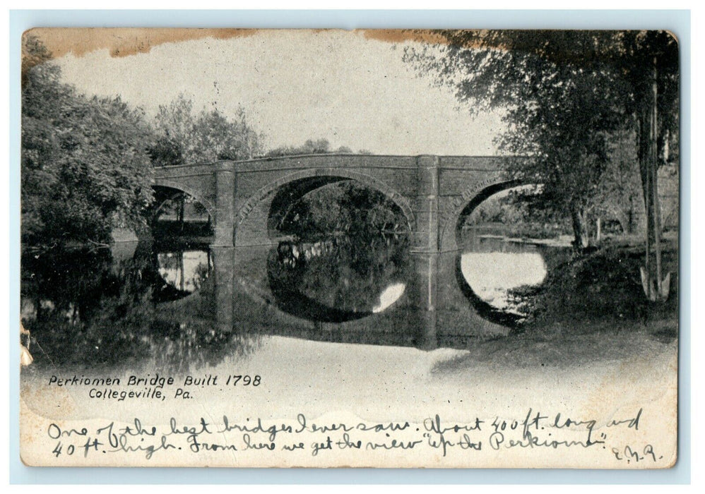 1906 Perkiomen Bridge Collegeville Pennsylvania PA Posted Antique Postcard