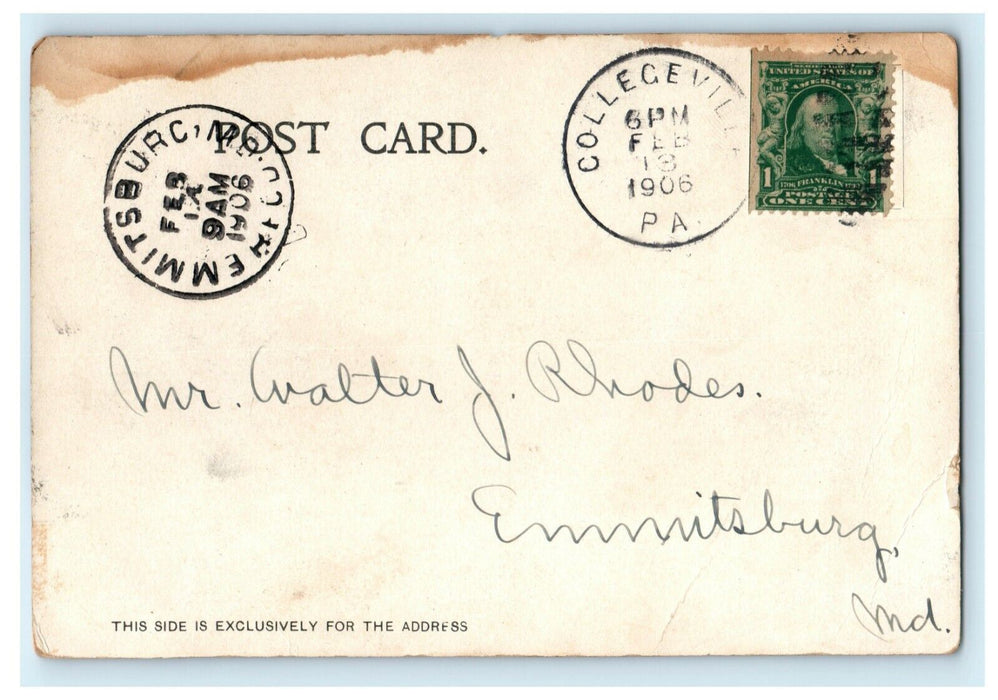 1906 Perkiomen Bridge Collegeville Pennsylvania PA Posted Antique Postcard