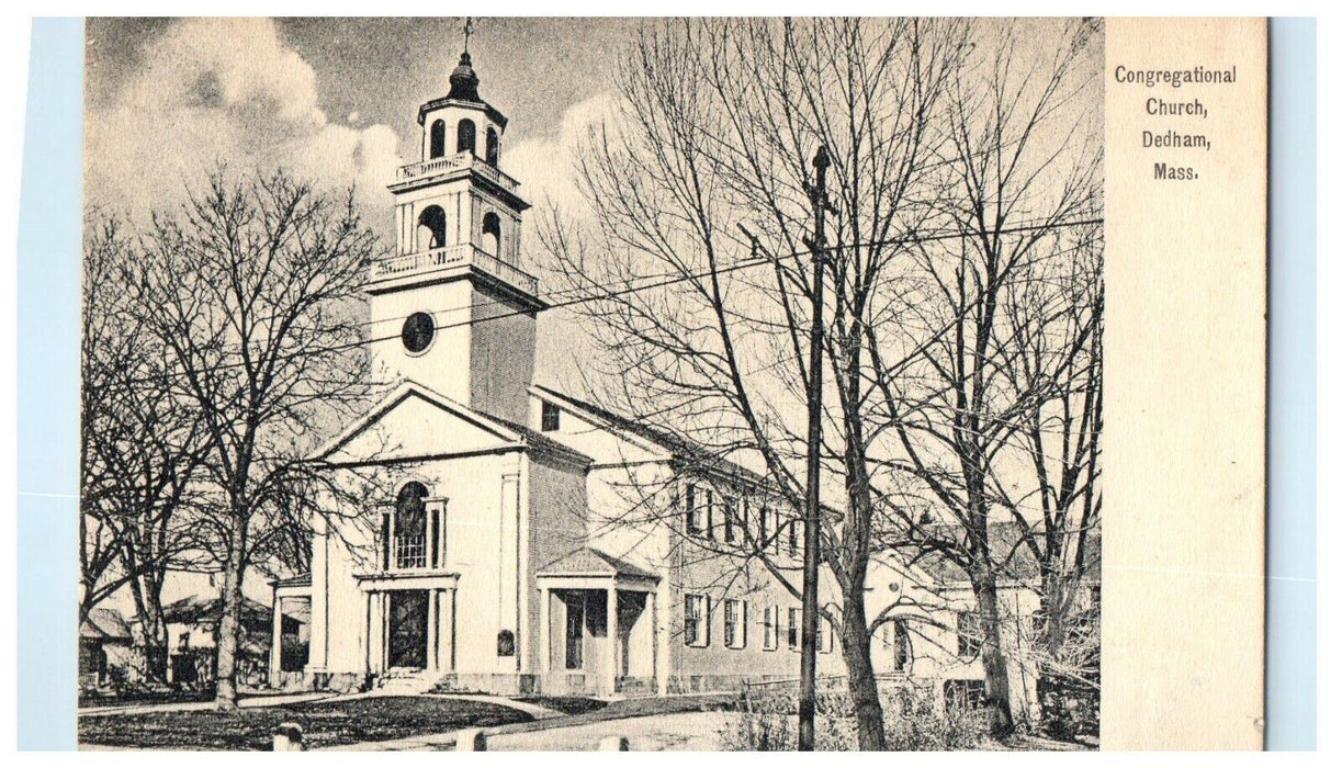 1921 Congregational Church, Dedham Massachusetts MA Antique Postcard