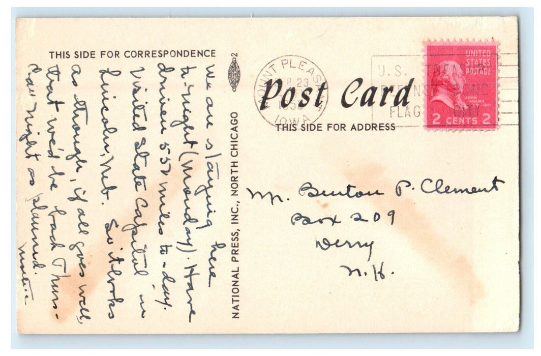 1952 Cherry Court US No. 34 Ottumwa Iowa IA Posted Vintage Cancel Postcard