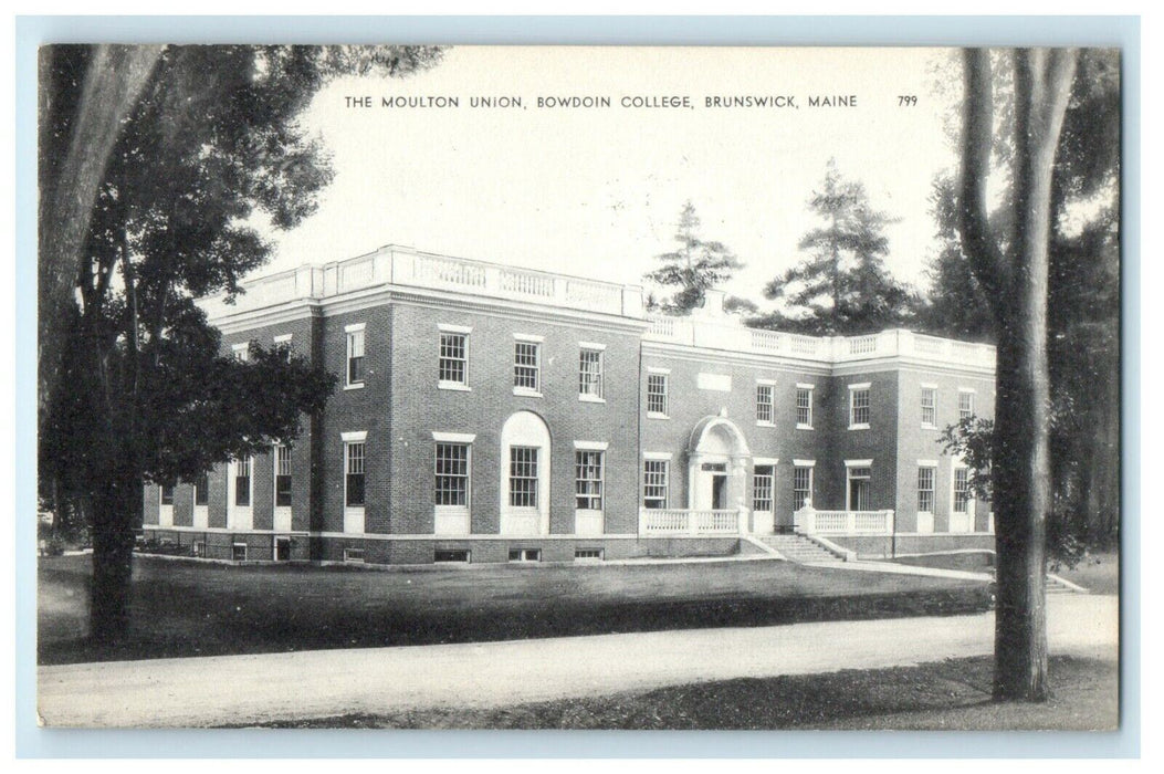 1940 The Moulton Union Bowdoin College Brunswick Maine ME Vintage Postcard