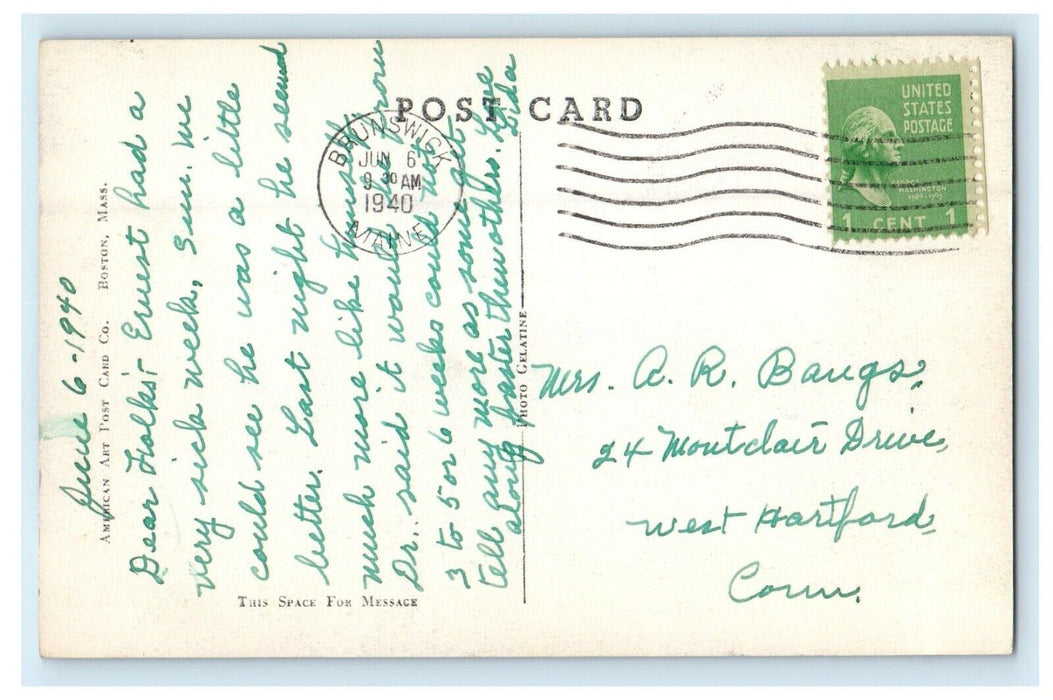 1940 The Moulton Union Bowdoin College Brunswick Maine ME Vintage Postcard