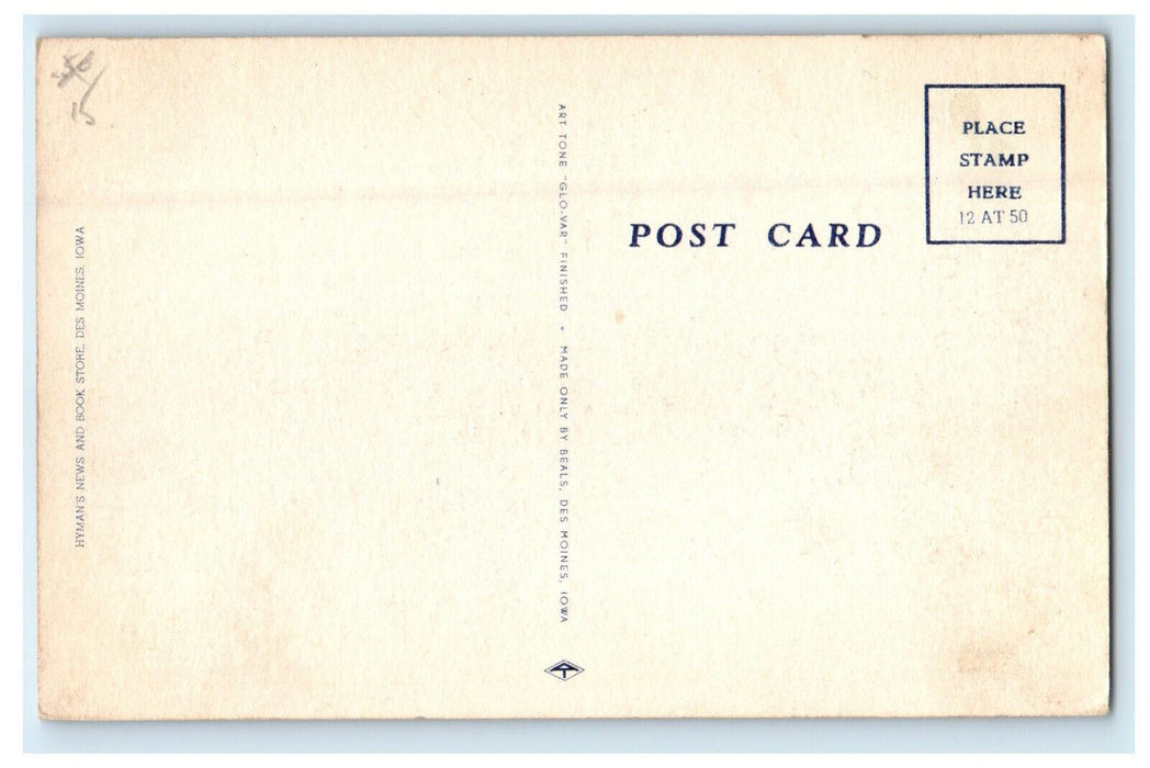 c1940s Library and Coliseum, Des Moines Iowa IA Unposted Vintage Postcard