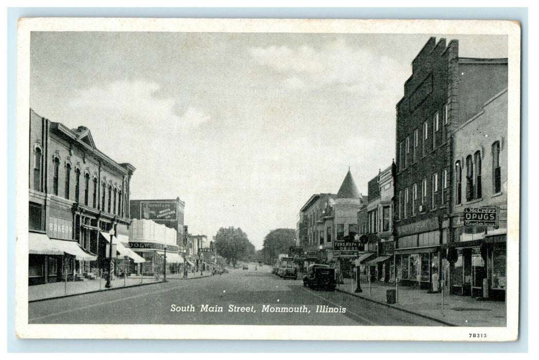 1930 South Main Street, Monmouth, Illinois IL Bakery Drug Store Postcard
