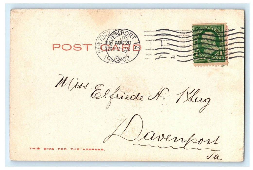 1903 New York Sky Line From Brooklyn NY Posted Antique Postcard
