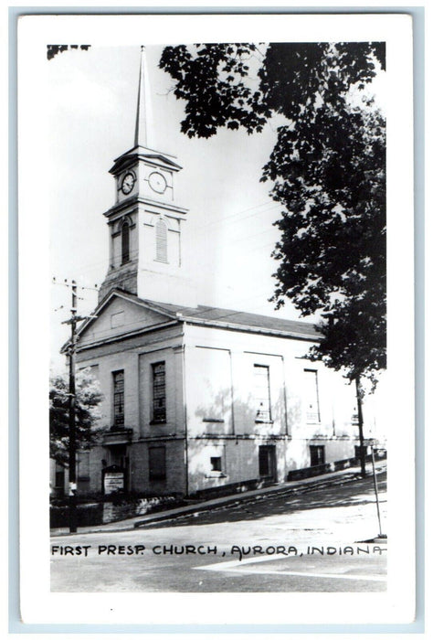c1950's First Presbyterian Church Aurora Indiana  IN RPPC Photo Postcard