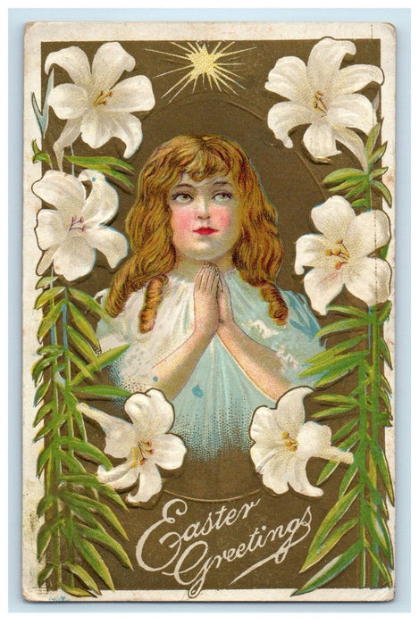 c1910 New England West Virginia WV RFD Hand Cancel Easter Girl Postcard