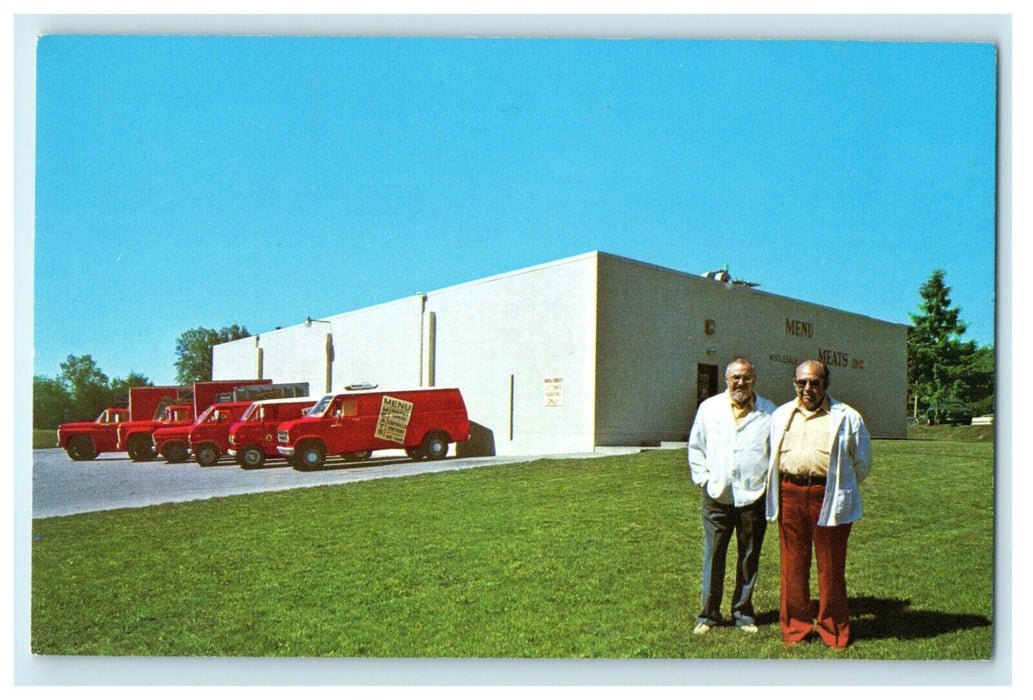 Menu Meats Inc. Delivery Trucks Covington Road Fort Wayne Indiana IN Postcard