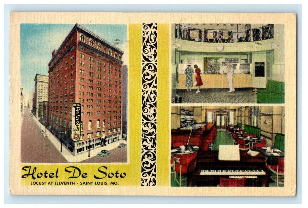 c1940's Hotel De Sotto Locust At Eleven Saint Louis Missouri MO Postcard