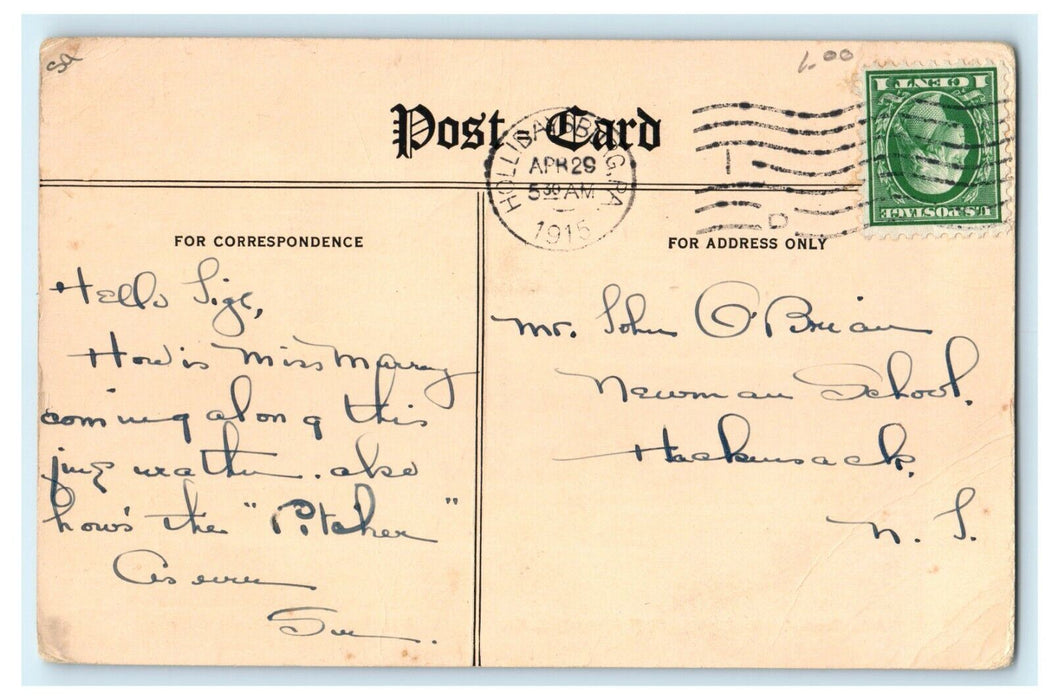 1915 Highland Hall Girls School Maine Gate Hollidaysburg Pennsylvania Postcard