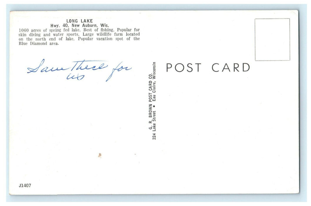 c1960's Vintage Greetings From Long Lake Wisconsin WI Larrabee Postcard