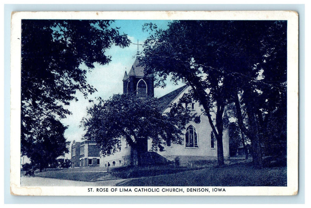 c1940s St. Rose of Lima Catholic Church, Denison Iowa IA Unposted Postcard