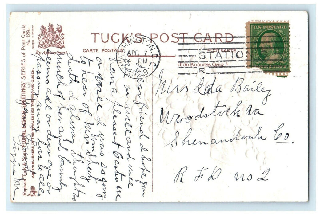 c1910's Greetings Eastertide Orchids Flowers Embossed Tuck's Postcard