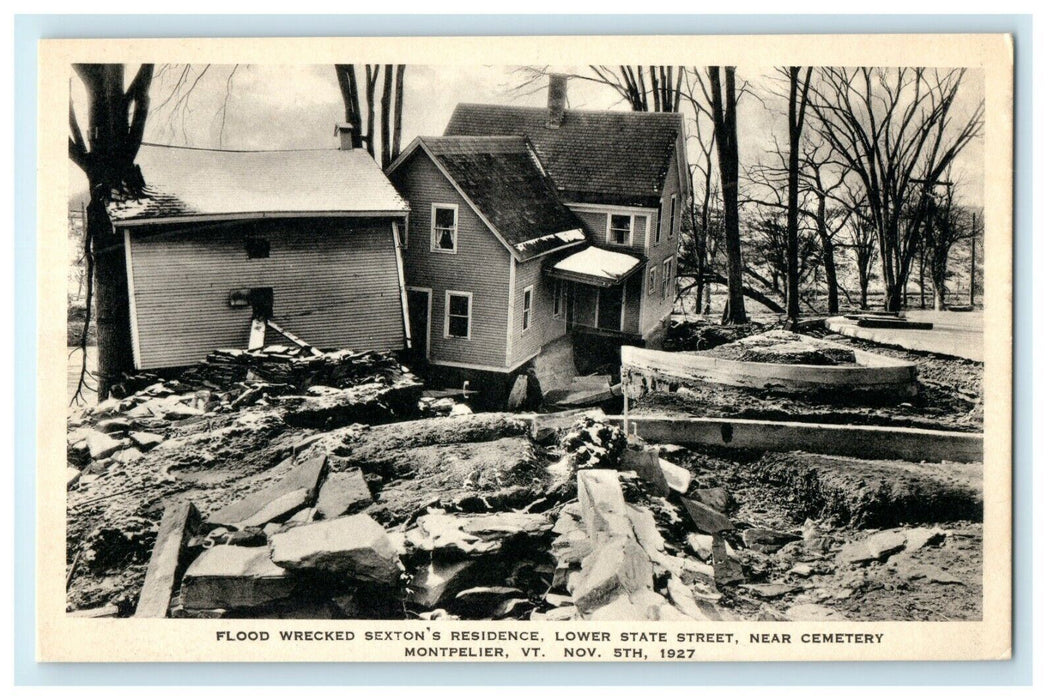 1927 Flood Scene in Lower State Street, Montpelier, Vermont VT Postcard