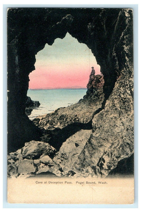 1906 Cave At Deception Puget Sound Washington WA Antique Postcard