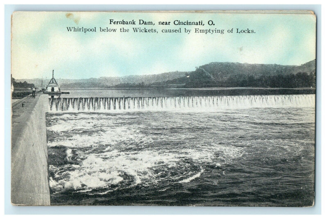 1908 Whirlpool Below The Wickets in Fernbank Dam, CIncinnati Ohio OH Postcard