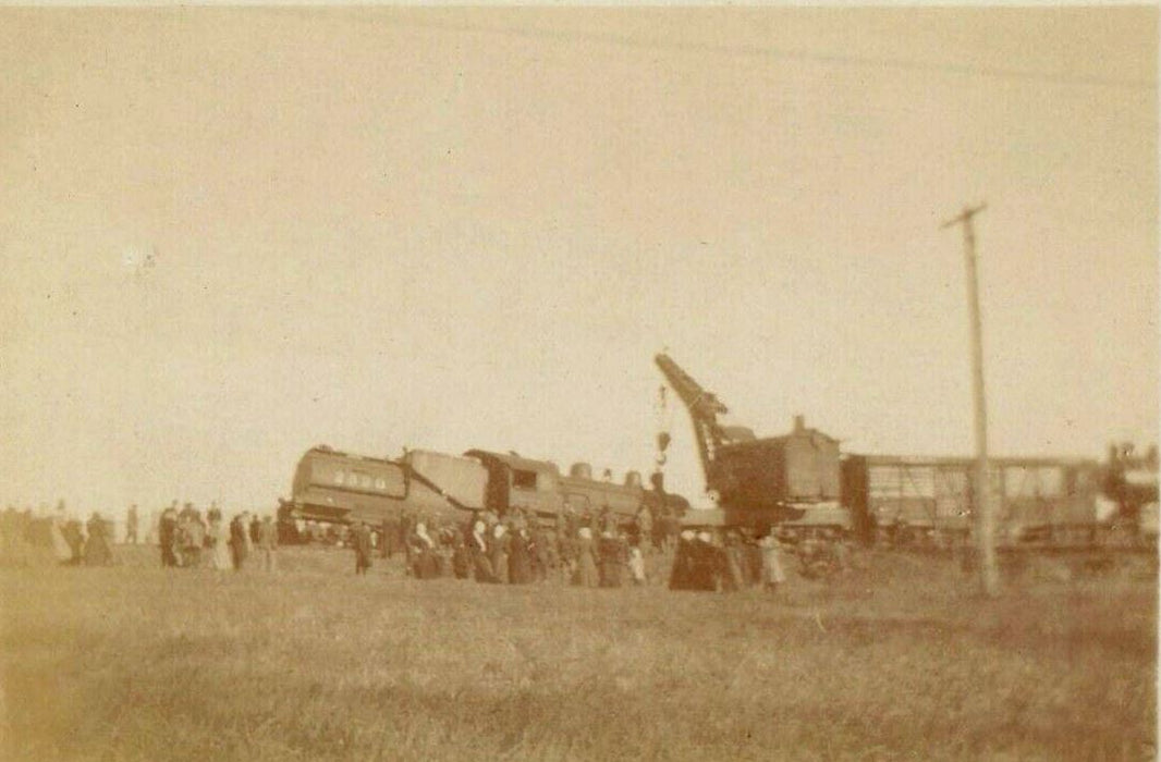1914 Locomotive Train Crash Wreck Crane B&O Railroad Solio RPPC Photo Postcard