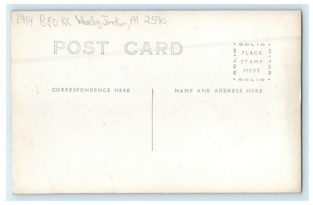 1914 Locomotive Train Crash Wreck Crane B&O Railroad Solio RPPC Photo Postcard