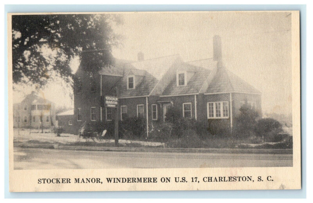 1930 Stocker Manor, Windermere on US 17 Charleston South Carolina SC Postcard