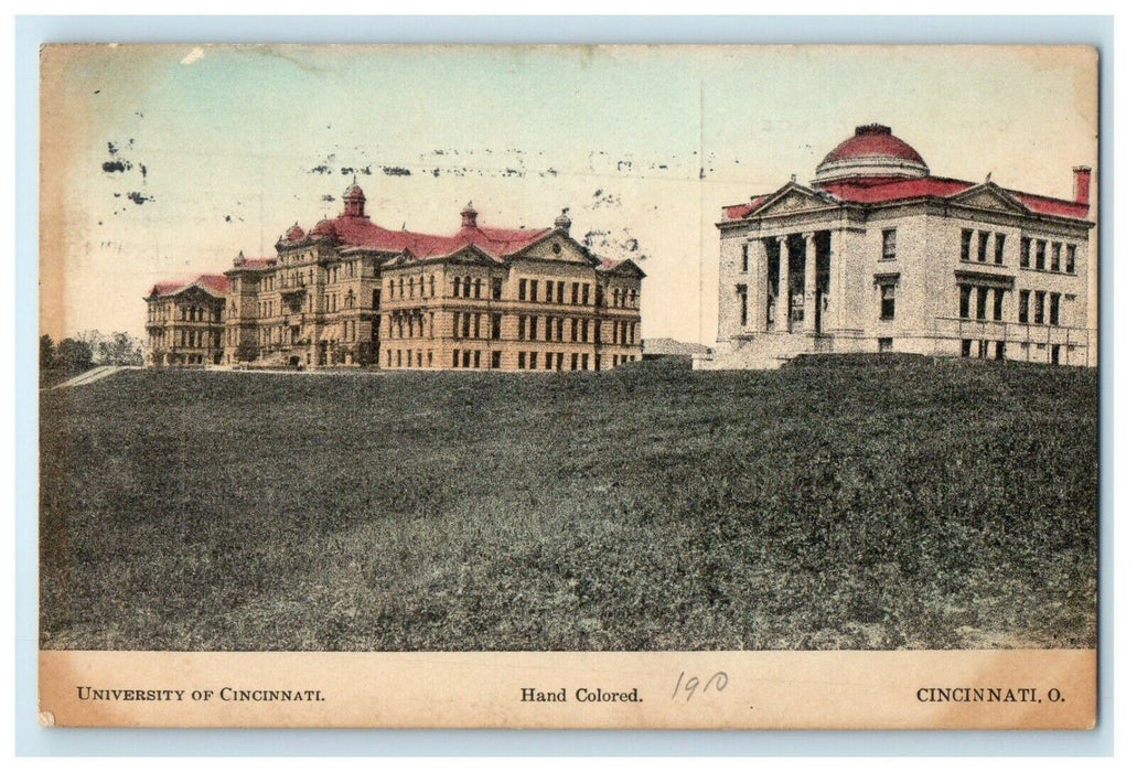 c1910's A View Of University Cincinnati Ohio OH Handcolored Antique Postcard