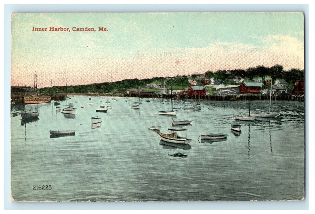 c1910 Inner Harbor Boat Camden Maine ME Unposted Antique Postcard
