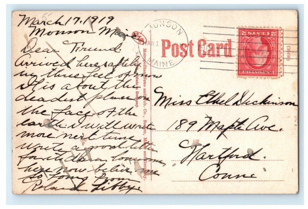 1919 The Public Library Lewiston Maine ME Posted Antique Postcard