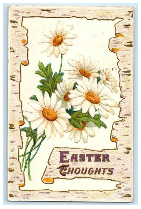 c1910's Greetings Easter White Perennial Flowers Floral Embossed Postcard