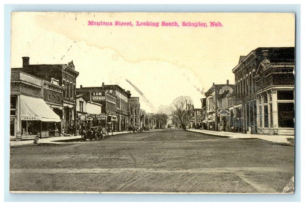 1913 Montana Street Looking South, Schuyler, Nebraska NE Antique Postcard