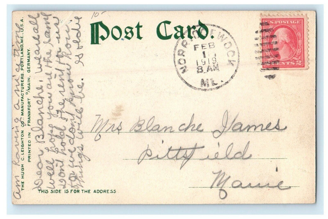 1919 Norridgewock Railroad Bridge Locomotive Train Skowhegan Maine ME Postcard