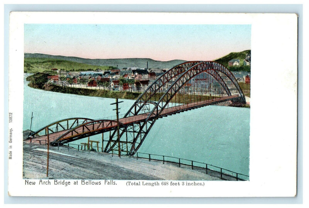 c1906 New Arch Bridge at Bellows Falls Vermont Antique Postcard