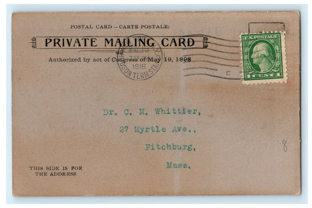 1916 Medical Times, 108 Fulton St. New York NY Posted Antique PMC Postcard