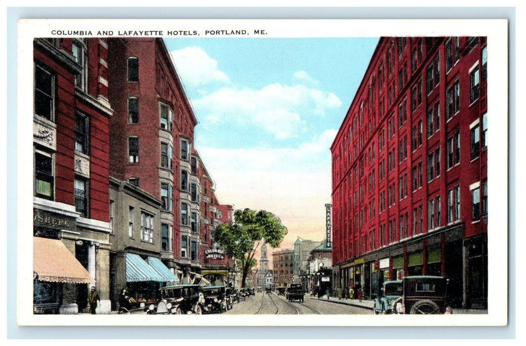 c1907 Columbia and Lafayette Hotels, Portland Maine ME Antique Postcard