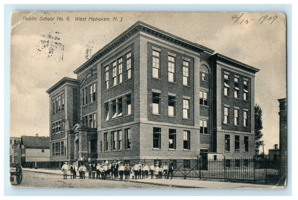 1909 West Hoboken Public School Building New Jersey NJ Antique Postcard