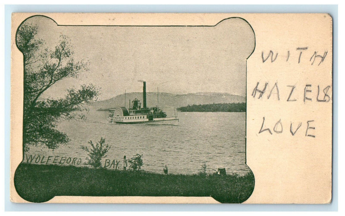 1903 Steamboat Sailing in Wolfeboro Bay New Hampshire Antique PMC Postcard