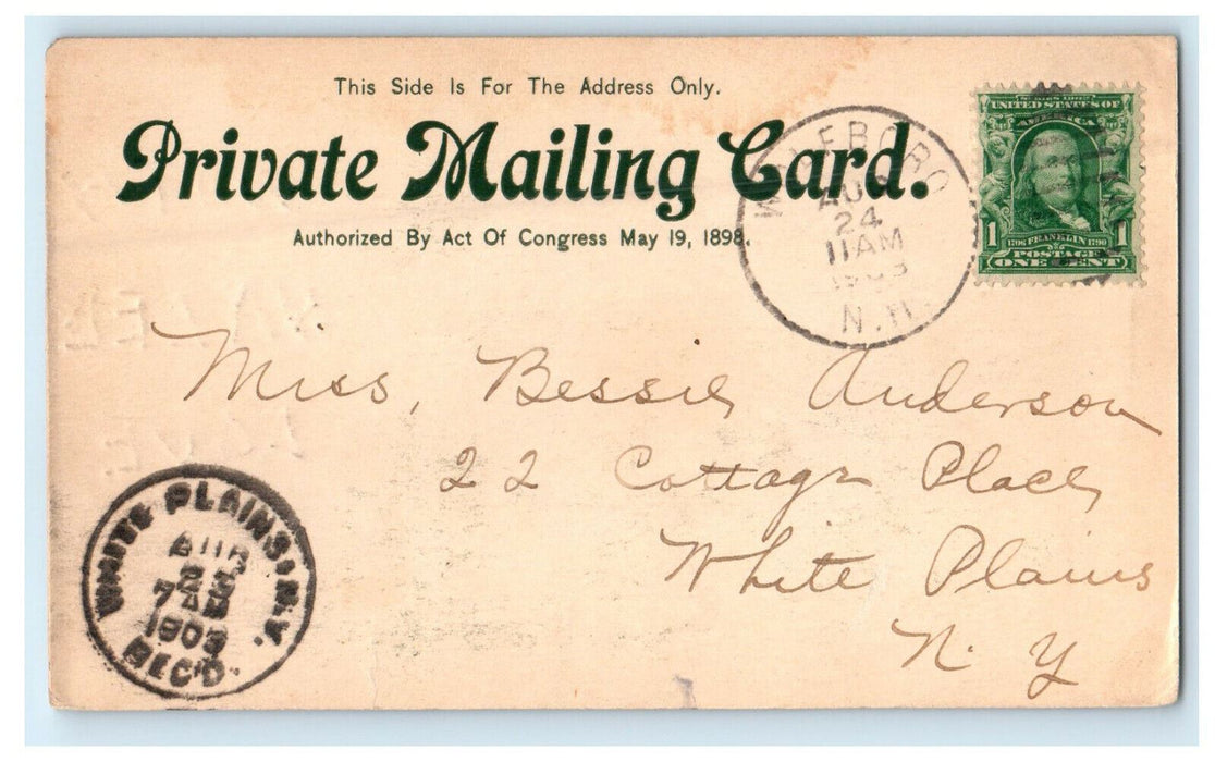 1903 Steamboat Sailing in Wolfeboro Bay New Hampshire Antique PMC Postcard