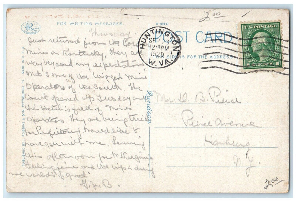 1920 Northcott Science Hall Marshall College Building Huntington WV Postcard