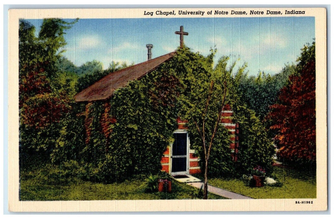 c1930's Log Chapel University Of Notre Dame, Notre Dame Indiana IN Postcard