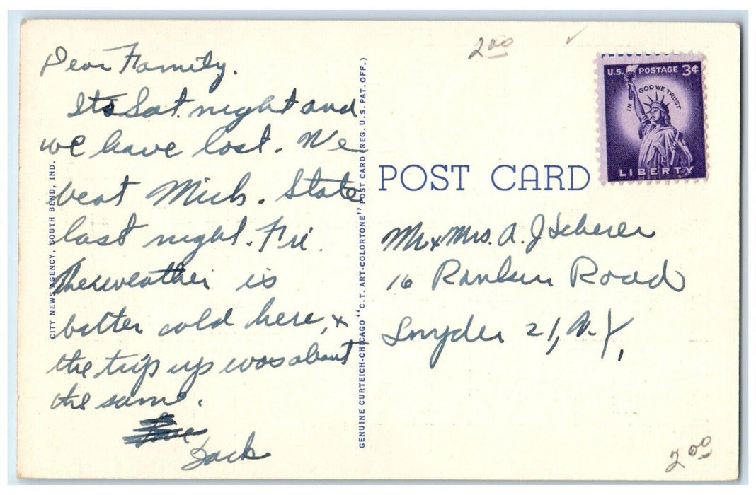 c1930's Log Chapel University Of Notre Dame, Notre Dame Indiana IN Postcard