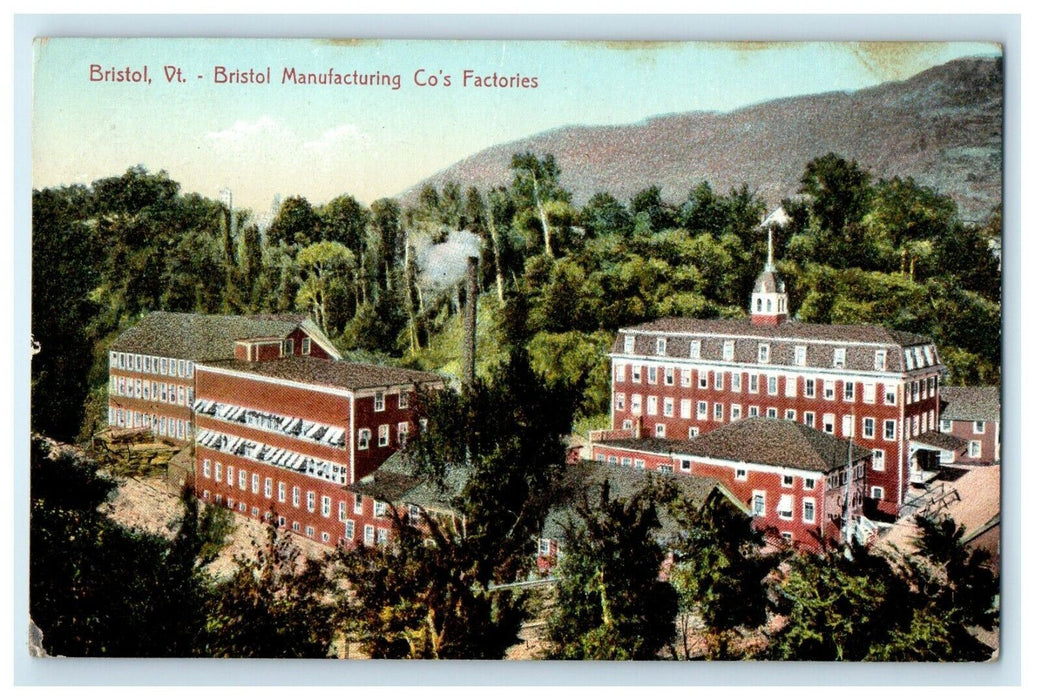 c1912 Bristol Manufacturing Co Factories, Bristol, Vermont VT Antique Postcard