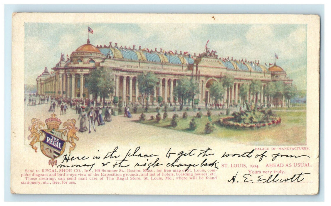 c1900s Palace of Manufacturers, Regal Shoe Co St Louis Missouri MO Postcard