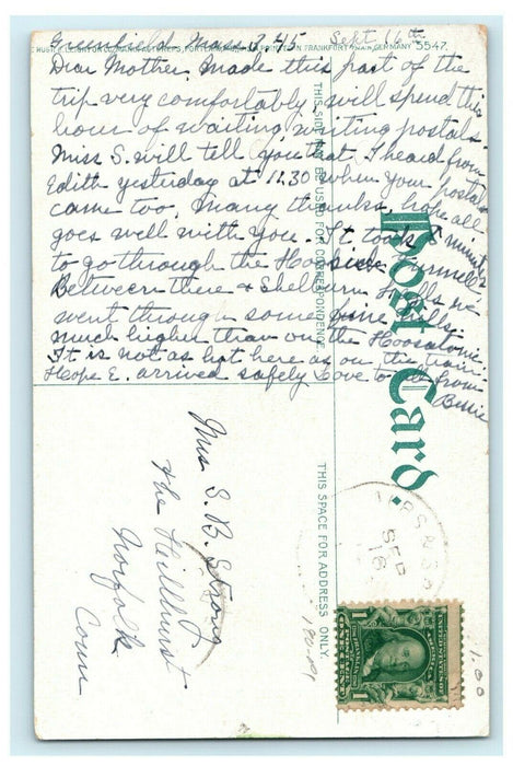 1912 Green River, Greenfield, Massachusetts MA Posted Postcard