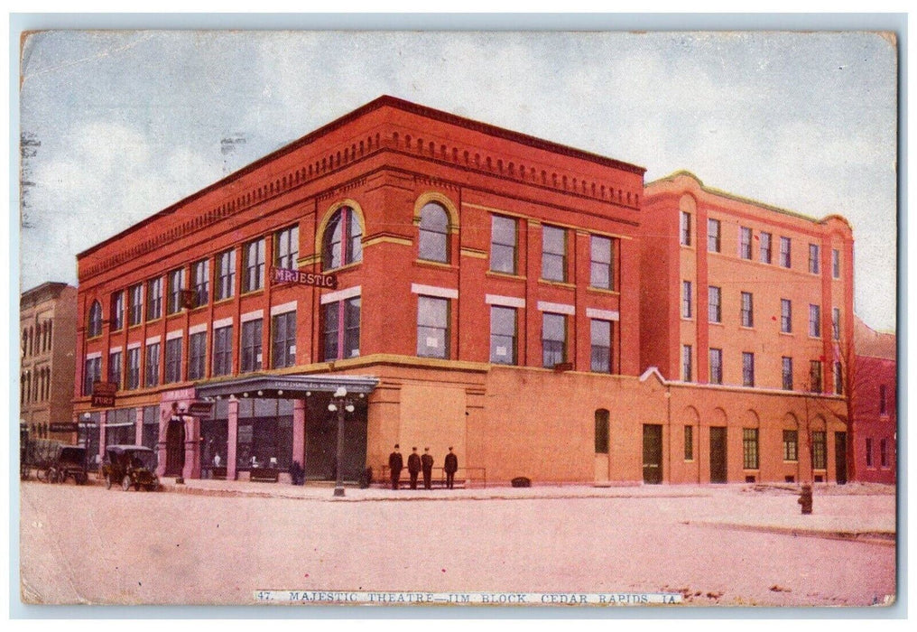 c1910 Majestic Theatre Jim Block Cedar Rapids Iowa IA Thanks Call Stamp Postcard