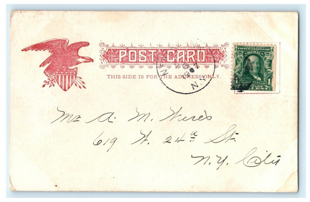 1907 Train Railway Entering Liberty New York NY Antique Postcard