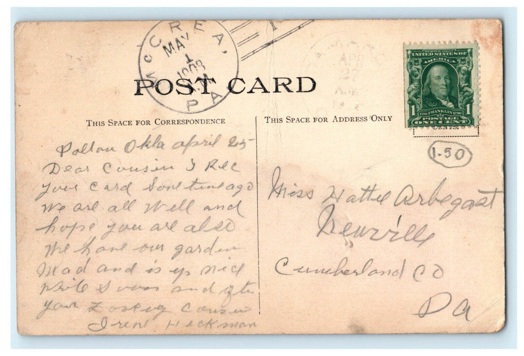 1908 Cotton By Train Loads Shipped from Elk Oklahoma OK McCrea PA Postcard