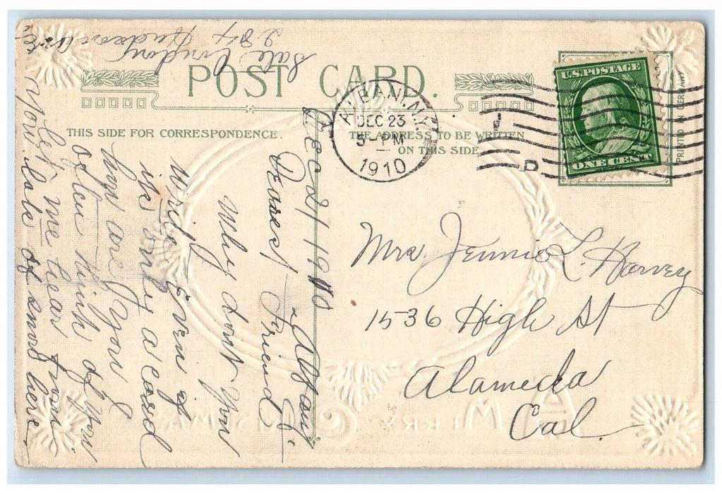 1910 Christmas Boys Pulling Holly Berries Winter Snow John Winsch Postcard