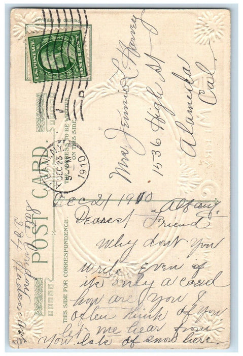1910 Christmas Boys Pulling Holly Berries Winter Snow John Winsch Postcard
