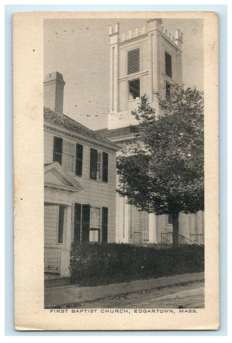 1913 First Baptist Church Edgartown Massachusetts MA Antique Postcard